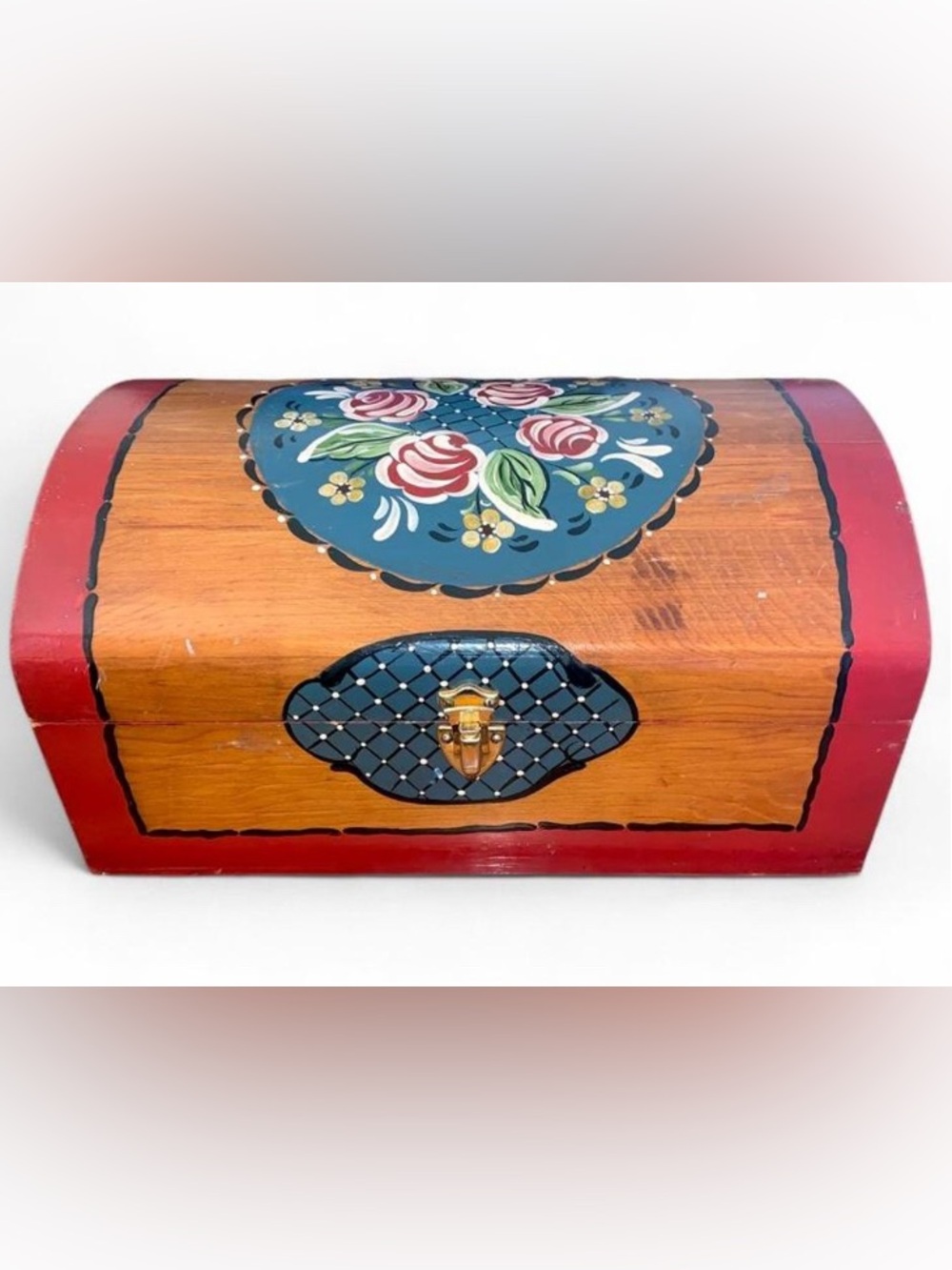 Hand-Painted Floral Wooden Jewelry Box